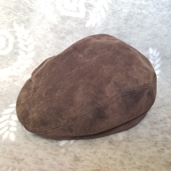 Eddie Bauer Men's Hat Large/X-Large Brown Flat Cap Genuine Suede Leather Newsboy - Picture 1 of 5
